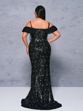 Plus Appliqued Off Shoulder Polka Dot Dress